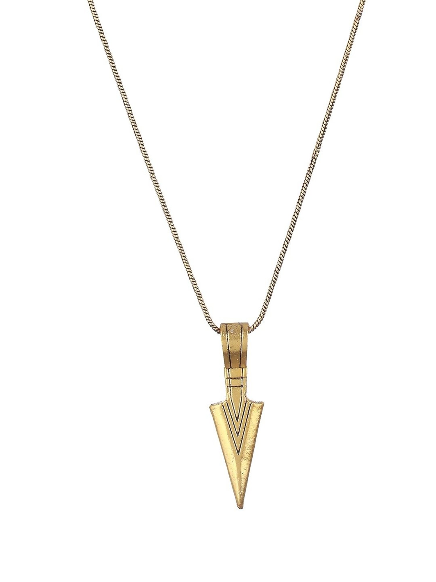 Bold by Priyaasi Striped Arrow Golden Casual Pendant With Chain for Men