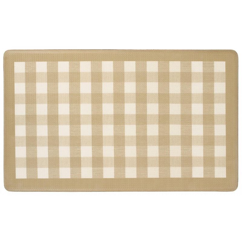 1'8"x2'6" Rectangle Plaid PVC (Polyvinyl Chloride) Floor Mat Beige - GoodGram