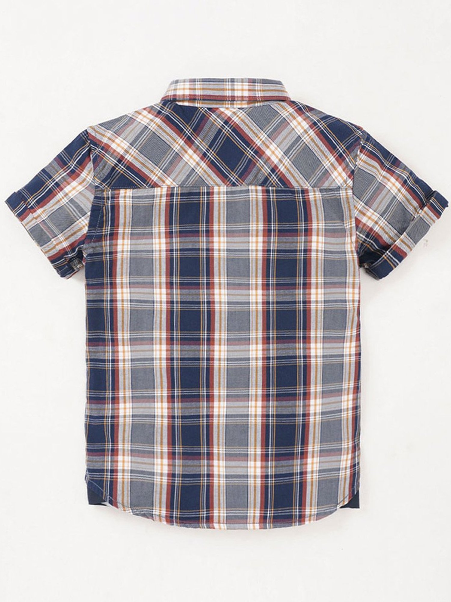 Ed-a-Mamma Kids Navy & Grey Cotton Chequered Shirt