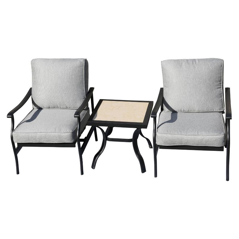 3pc Bistro Steel Patio Dining Sets Gray - Lokatse