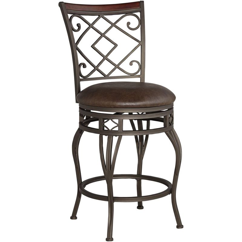 Kensington Hill Hartley 25" Wood and Bronze Metal Swivel Counter Stool