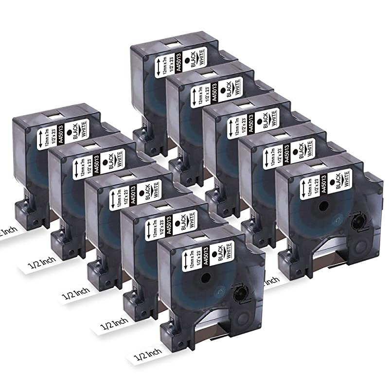 Compatible Labeling Tape Replacement for Dymo D1 Label Tape 45013 S0720530Black on White Ink Refill12 Inch x 23 Ft for Dymo LabelManager PnP 160 260P 360D 280 420P 450 Duo10P