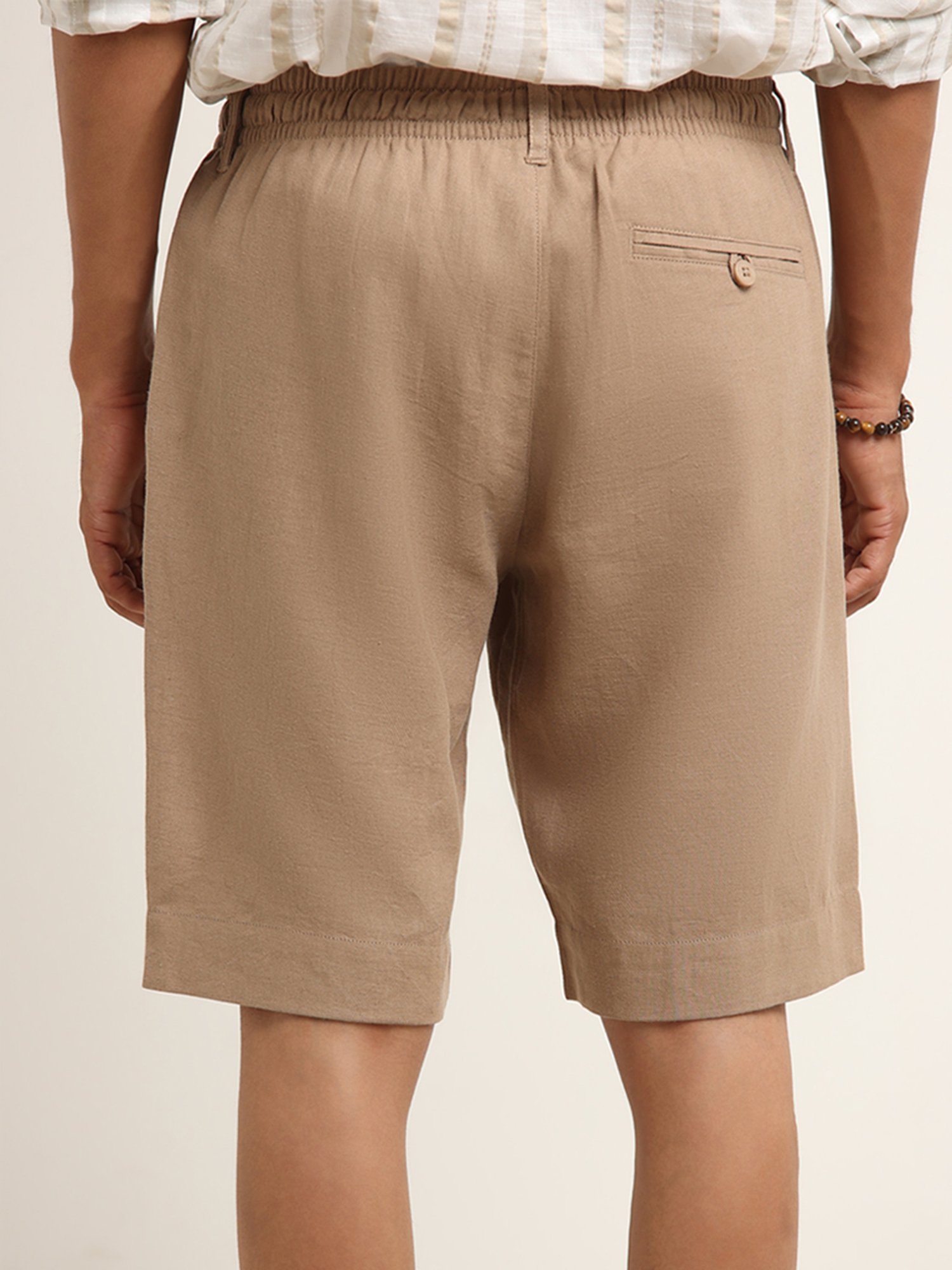 ETA by Westside Taupe Mid Rise Relaxed Fit Shorts