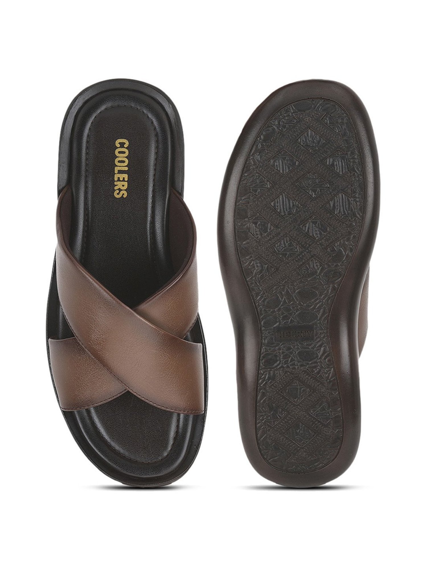 Coolers By Liberty Men's Brown Cross Strap Sandals