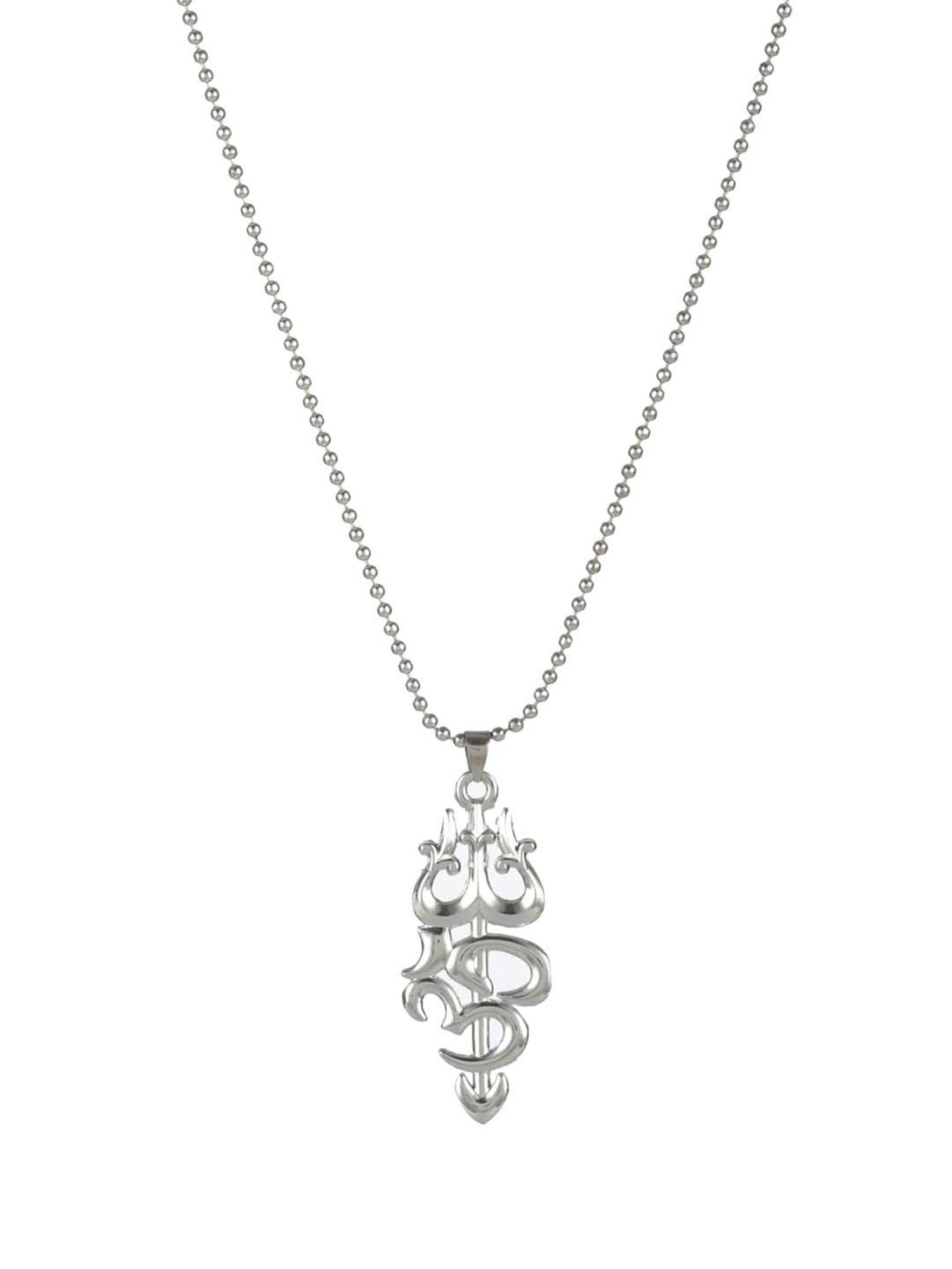 Bold by Priyaasi OM Trishul Silver-Plated Necklace for Men