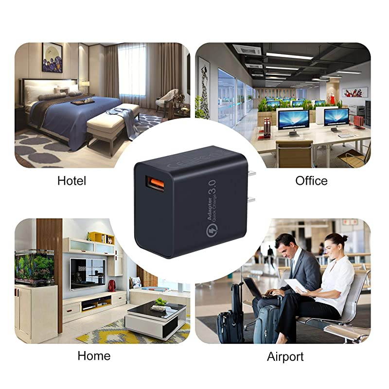 Quick Charge 30 Wall Charger  2 Pack 18W Fast Charging USB Wall Charger Power Adapter USB Plug Compatible 10W Wireless Charger iPad Pro Tablets iPhone Samsung Galaxy LG HTC Black Black