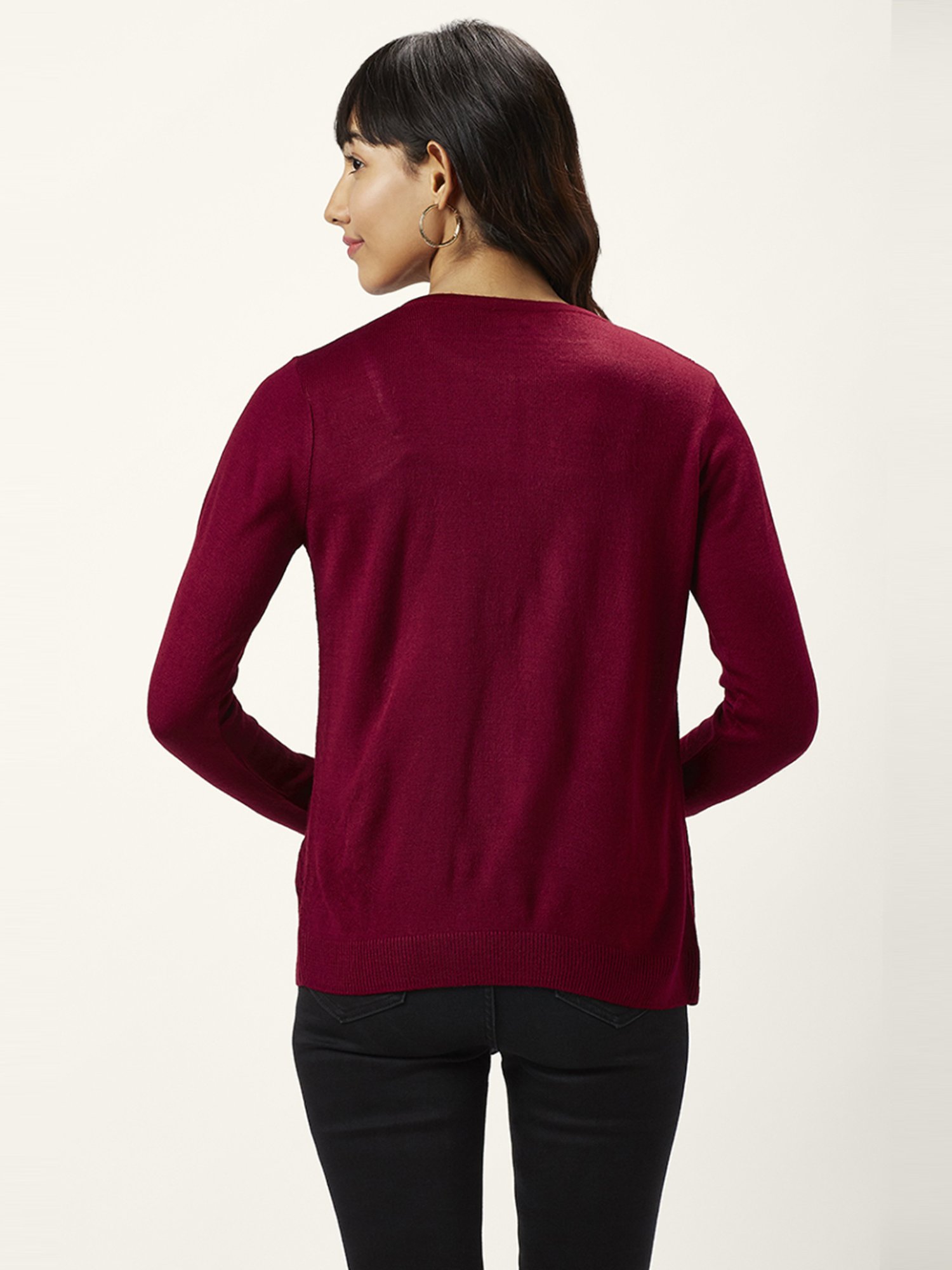 Honey by Pantaloons Maroon Self Pattern Shrugs