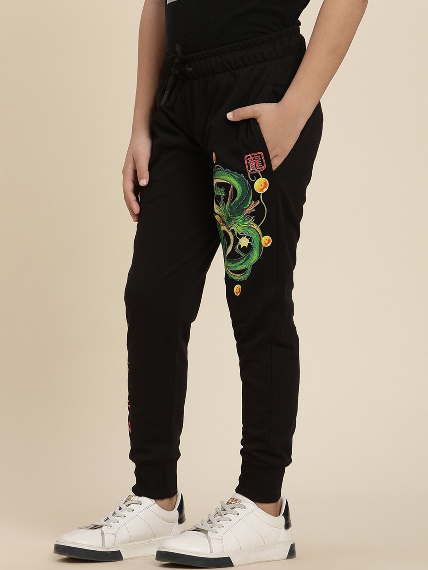 Boysville Dragon Ball Z Printed Black Regular Fit Joggers For Boys