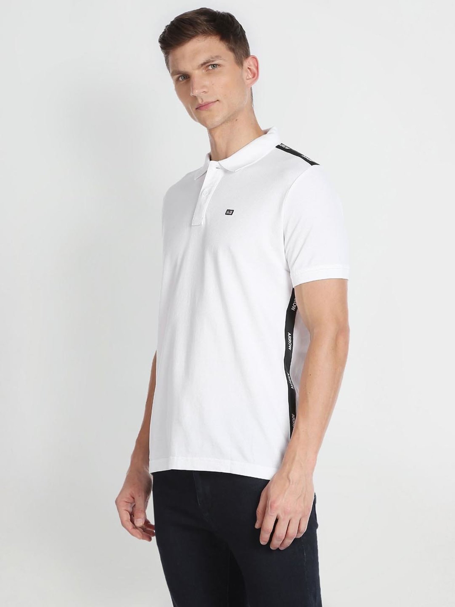 Arrow Sport White Cotton Regular Fit Polo T-Shirt
