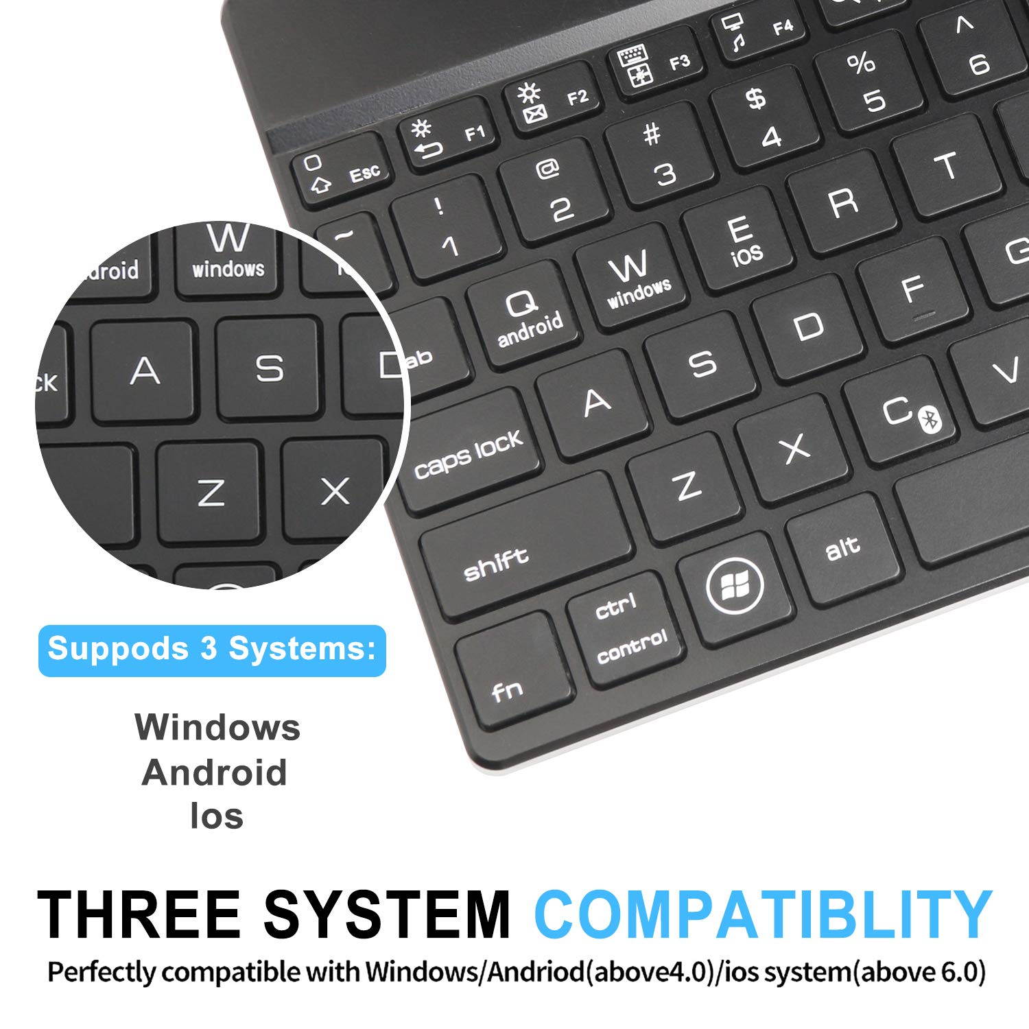 Wireless Bluetooth Keyboard for iPad Pro 12.9 / 11 / 10.5 / 9.7 inch / iPrd Mini 1 2 3 4 5 - 7 Color Backlit Keyboard - Keyboard for 3 System Tablet iPhone iOS Mac Galaxy Android Windows