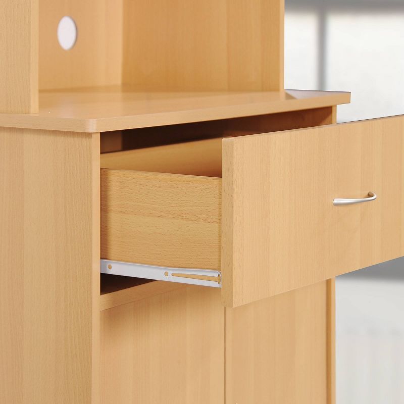 Kitchen Cabinet with Top and Bottom Compartment Pale Cream - Hodedah
