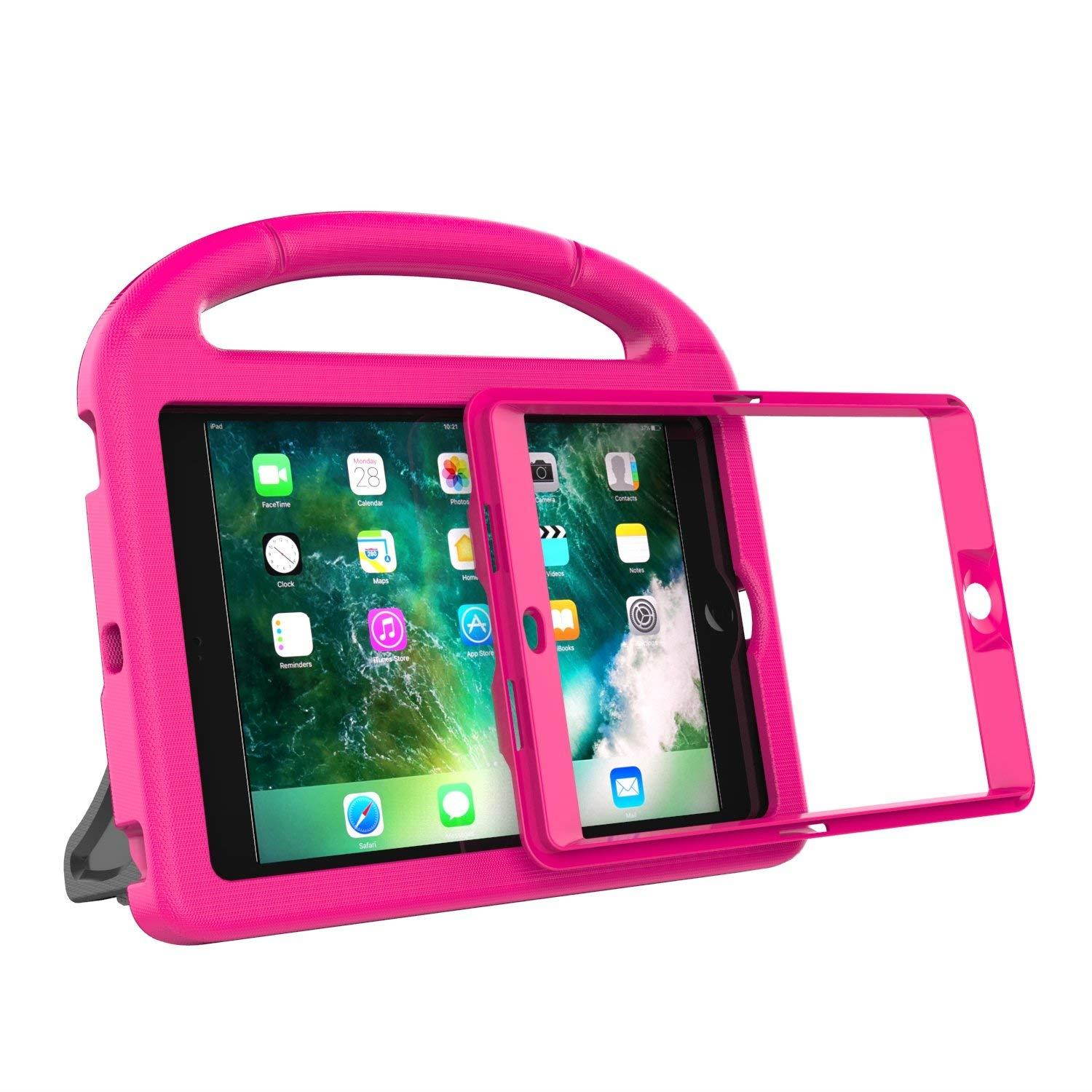 BMOUO Case for iPad Mini 1 2 3 with Built-in Screen Protector, Shockproof Lightweight Hard Cover Handle Stand Kids Case for Apple iPad Mini 1st 2nd 3rd Generation, Rose