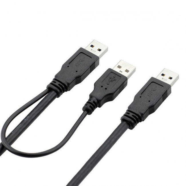 FVH super speed USB 3.0 power Y cable two A Male to USB Male for external Hard Disk U3-072