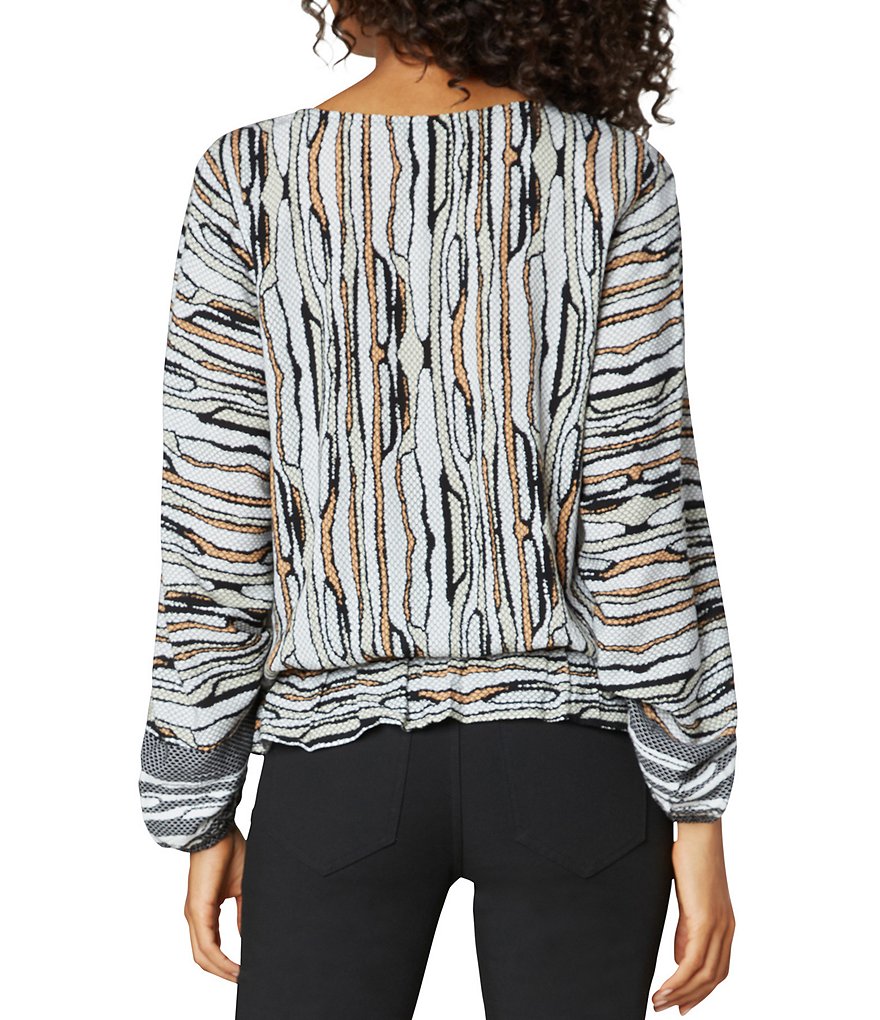 Liverpool Los Angeles Cinch Waist Puff Sleeve Keyhole Top