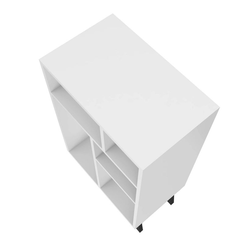 33.46" Low Warren Bookshelf White/Black Feet - Manhattan Comfort