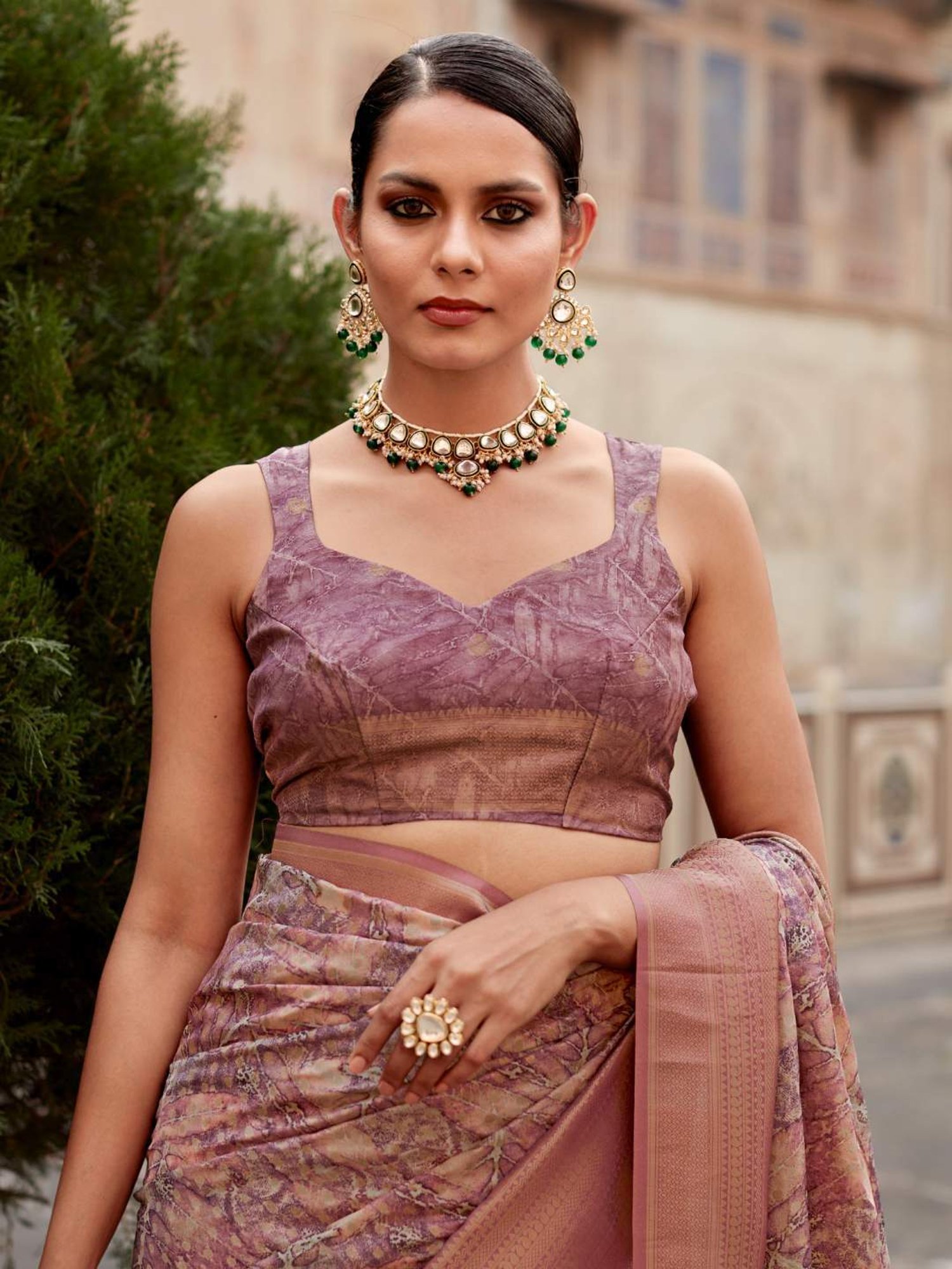 Saree Mall Purple Woven Saree With Unstitched Blouse