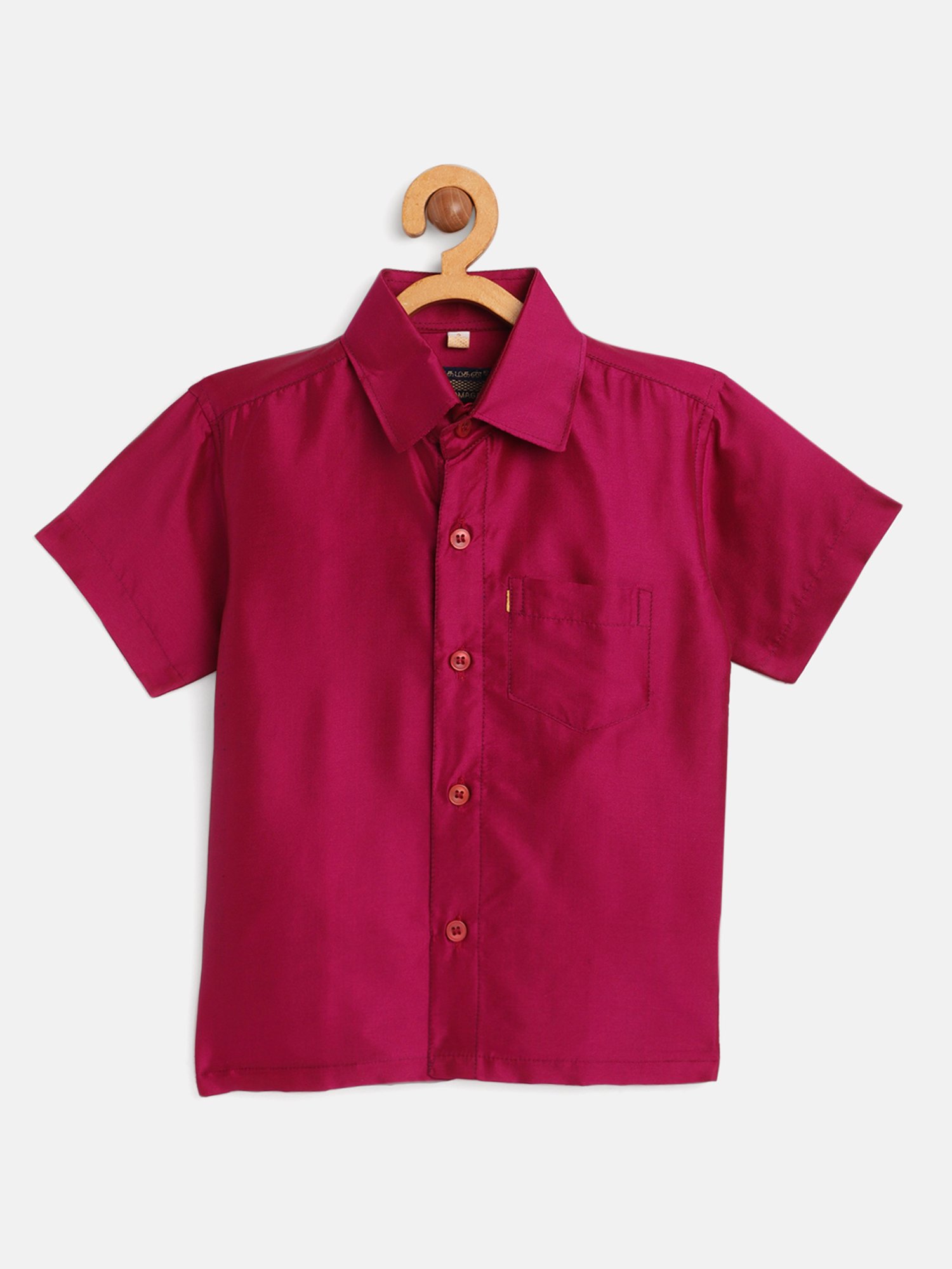 THANGAMAGAN Kids Dark Pink Solid Shirt