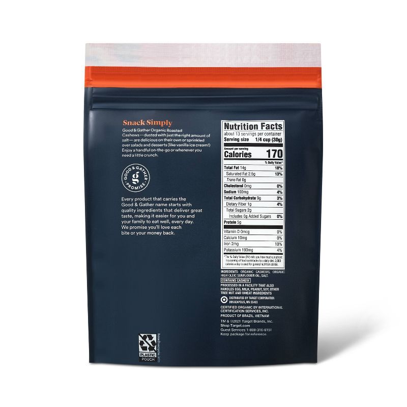 Organic Salted Roasted Whole Cashews - 14oz - Good & Gather™
