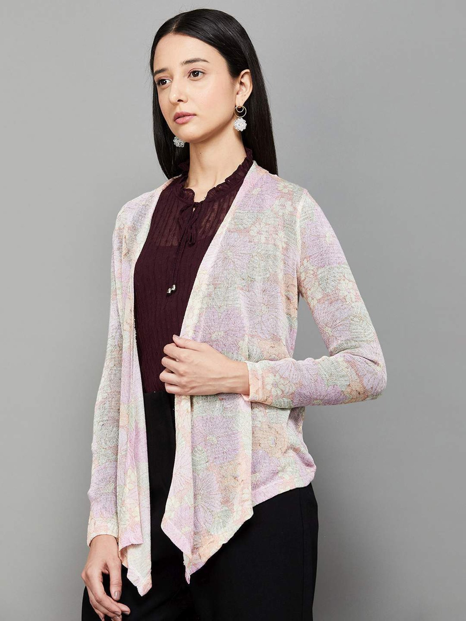 Code by Lifestyle Pink Cotton Printed Shrug