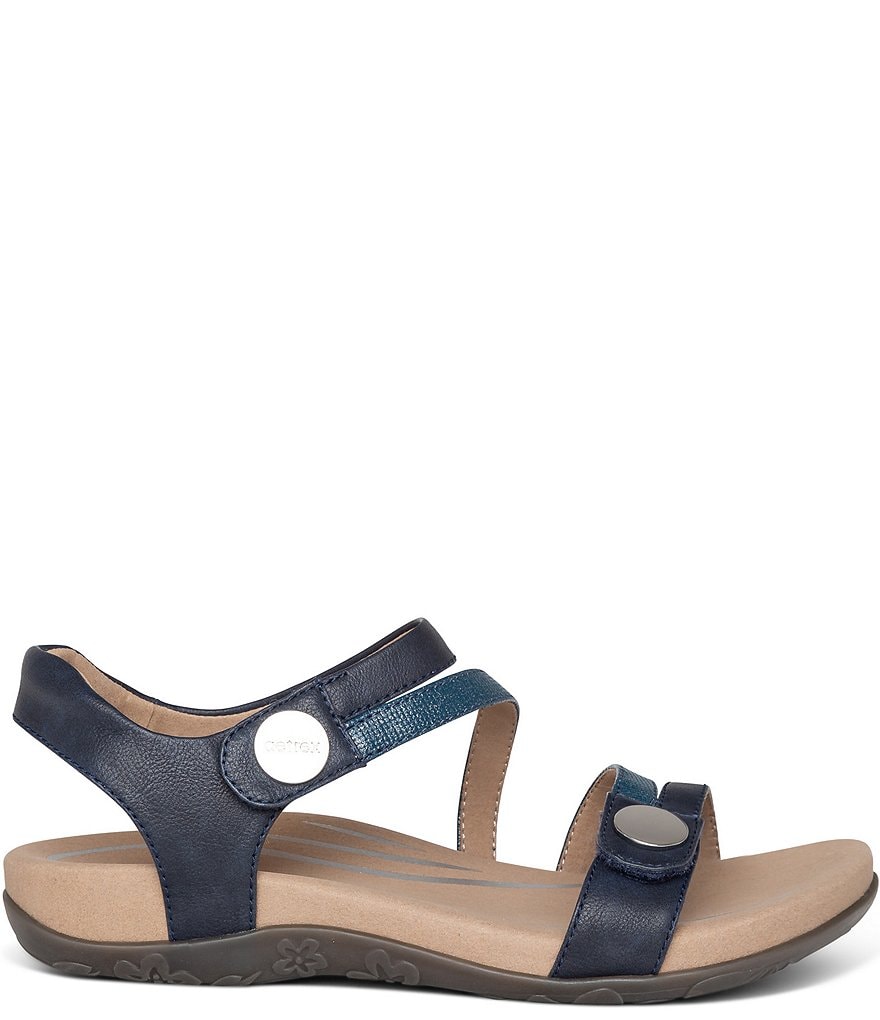Aetrex Jess Colorblock Strappy Banded Wedge Sandals