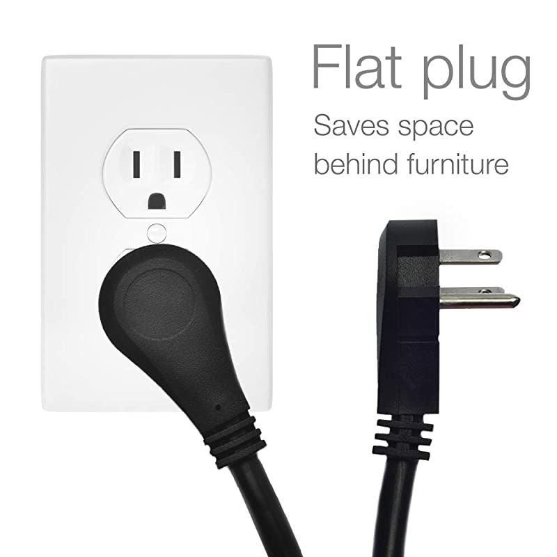 6Outlet Surge Protector Power Strip with 25 Foot Long Extension Cord Black Flat Plug ETL ListedUL Standard