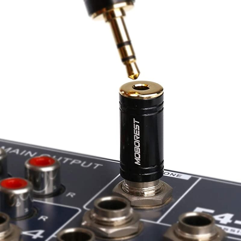 1/4'' (6.35mm) Male TRS Plug to 1/8'' (3.5mm) Female Socket Stereo Audio Jack Pure Copper Adapter for Headphone, Amp, Adapte - Black 1PCS