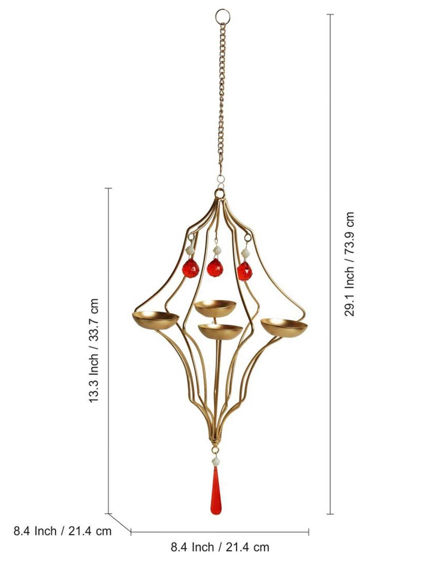 ExclusiveLane 'Golden Abstract' Hanging Tea-Light Holder In Iron