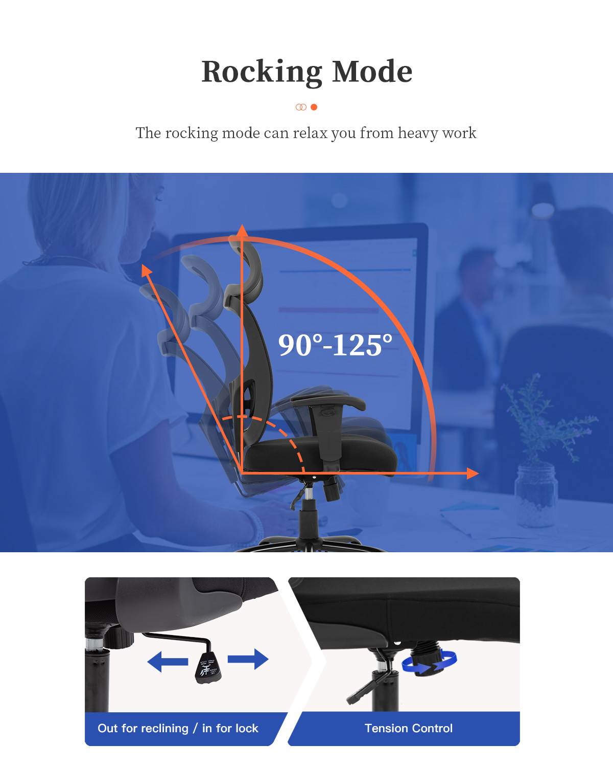 Big and Tall Office Chair 400lbs Wide Seat Executive Desk Chair with Lumbar Support Adjustable Armrest Ergonomic Headrest High Back Mesh Computer Chair Rolling Swivel Task Chair(Black)