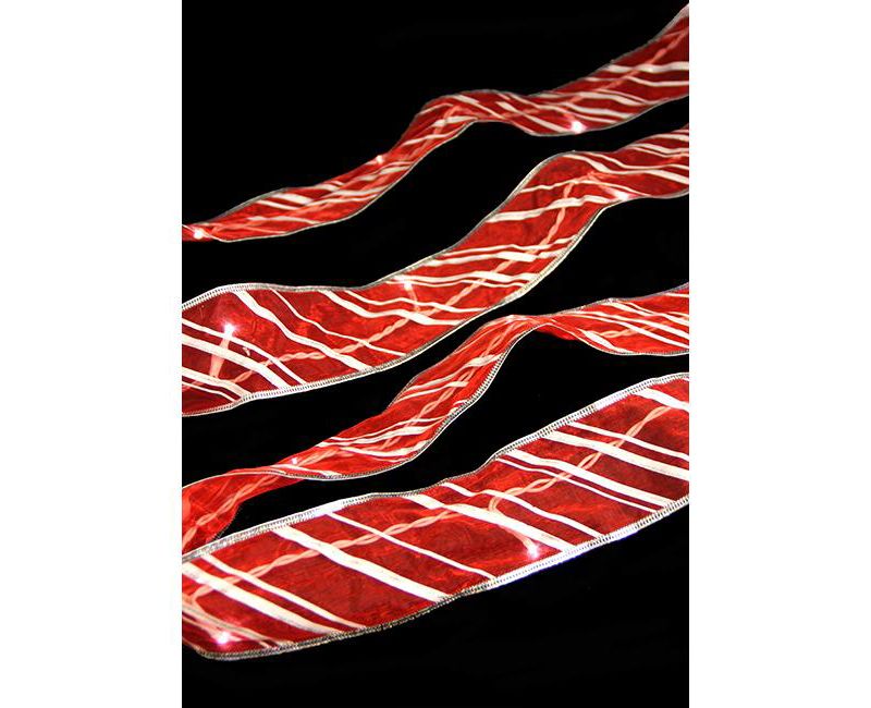 Brite Star 9' LED Lighted Battery Operated Candy Cane Christmas Ribbon -  Cool Lights