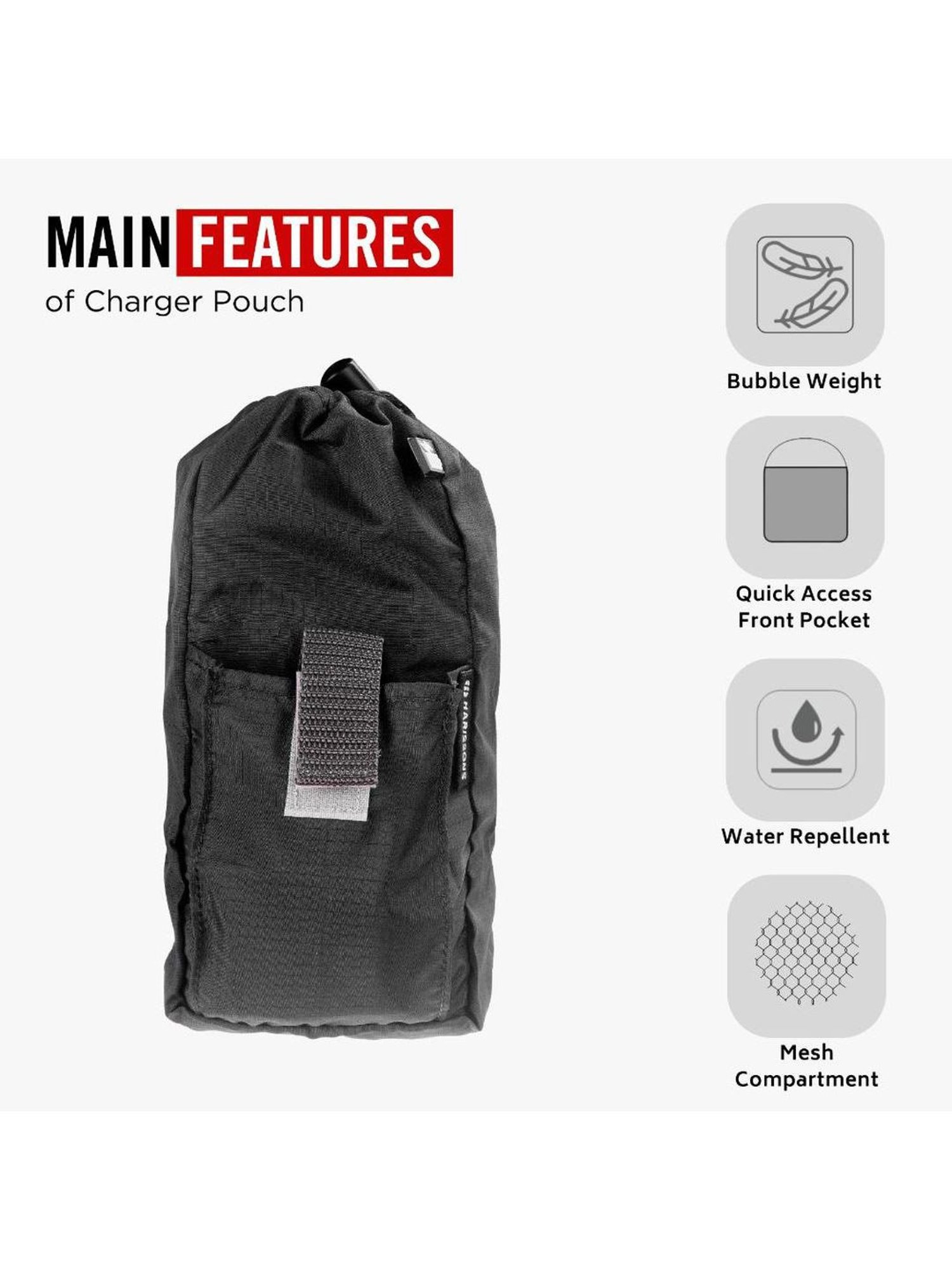 Harissons Black  Polyester Solid Pouch