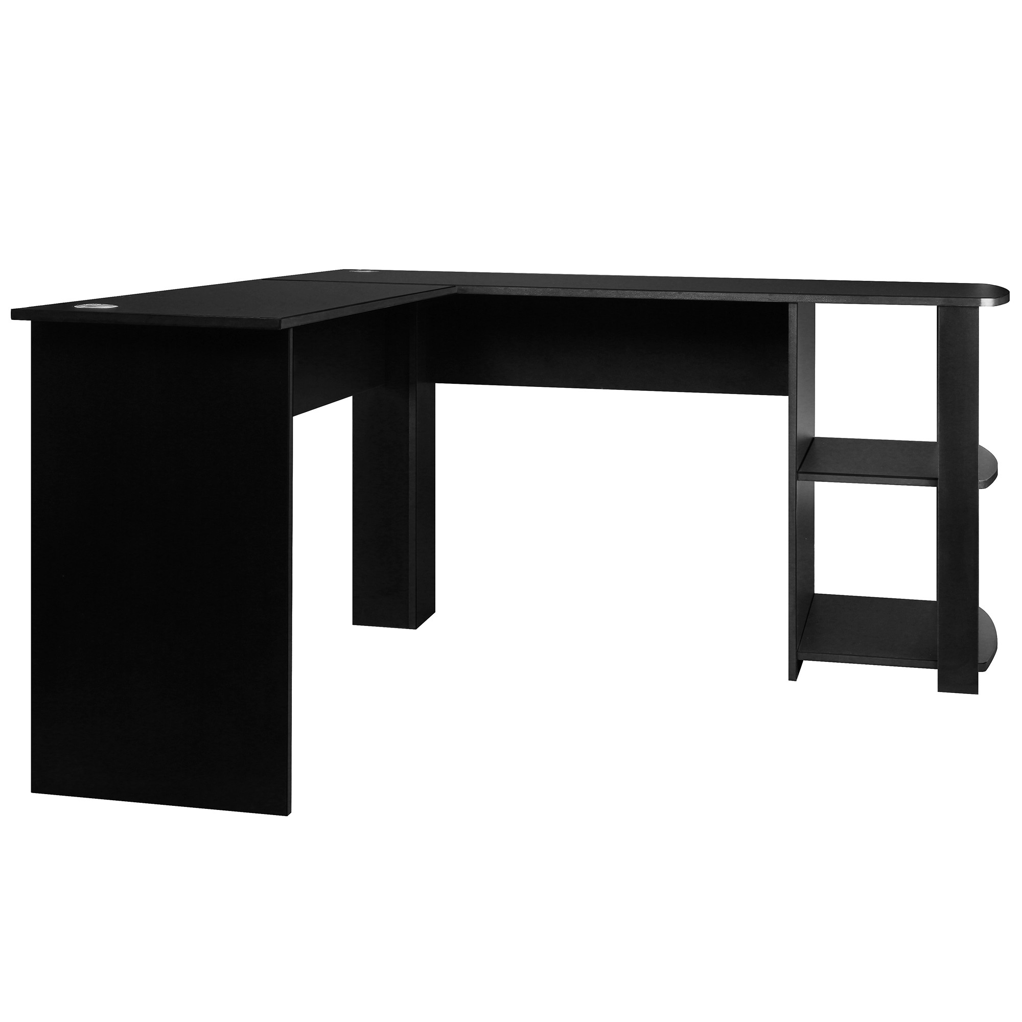 L-Shaped Corner Desk Gaming Desk Home Office Desk Computer Desk Study Workstation Furniture with 2 Open Storage Bookshelves NO Tool Assemble Required(Black)