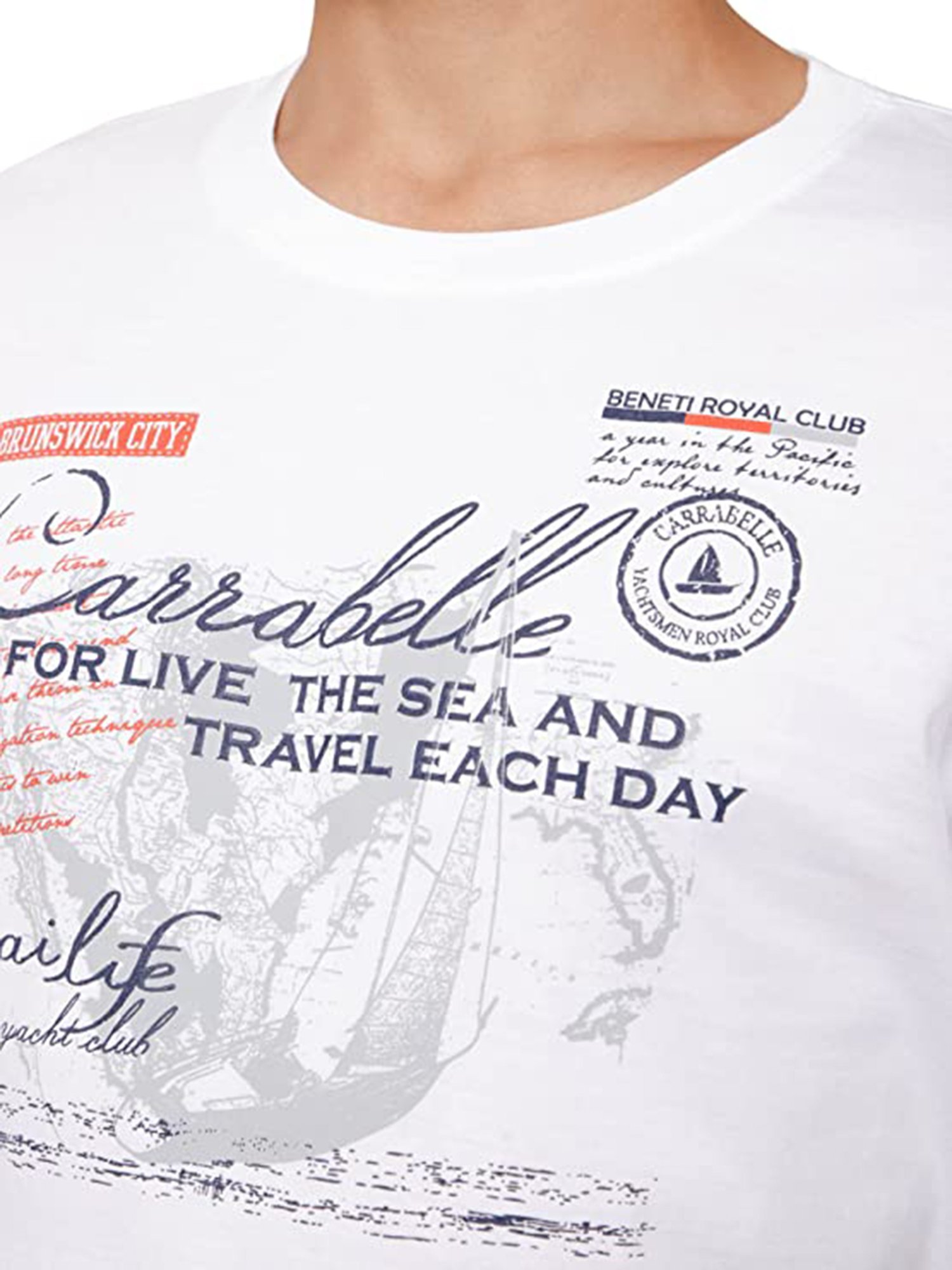 Dyca White Regular Fit Printed Crew T-Shirt