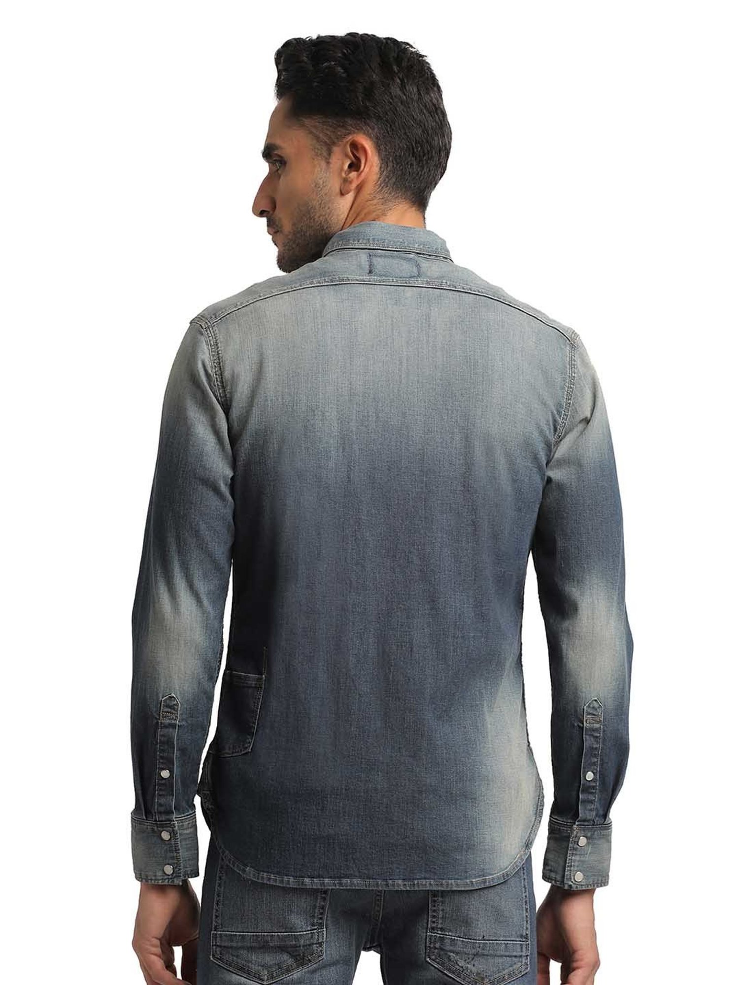 EVERBLUE Medium Blue Regular Fit Shirt