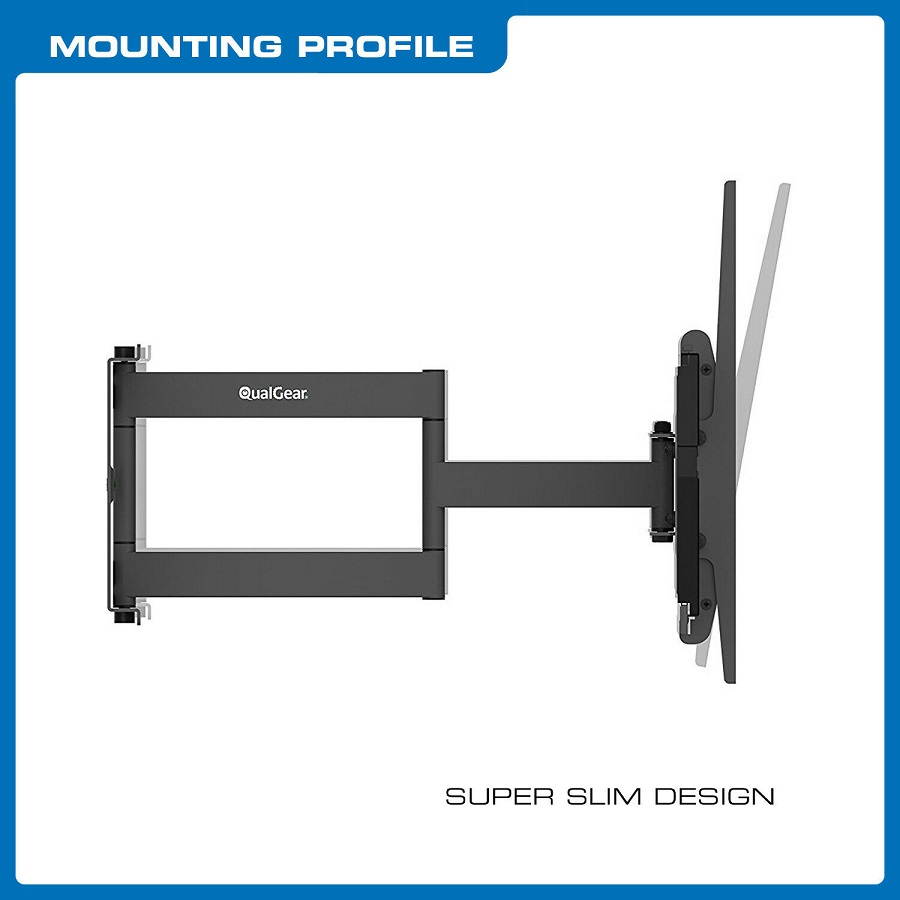 QualGear&reg; Heavy Duty Full Motion TV Mount For 37-70 Inch Flat Panel and Curved TVs, Black (QG-TM-032-BLK) [UL Listed]