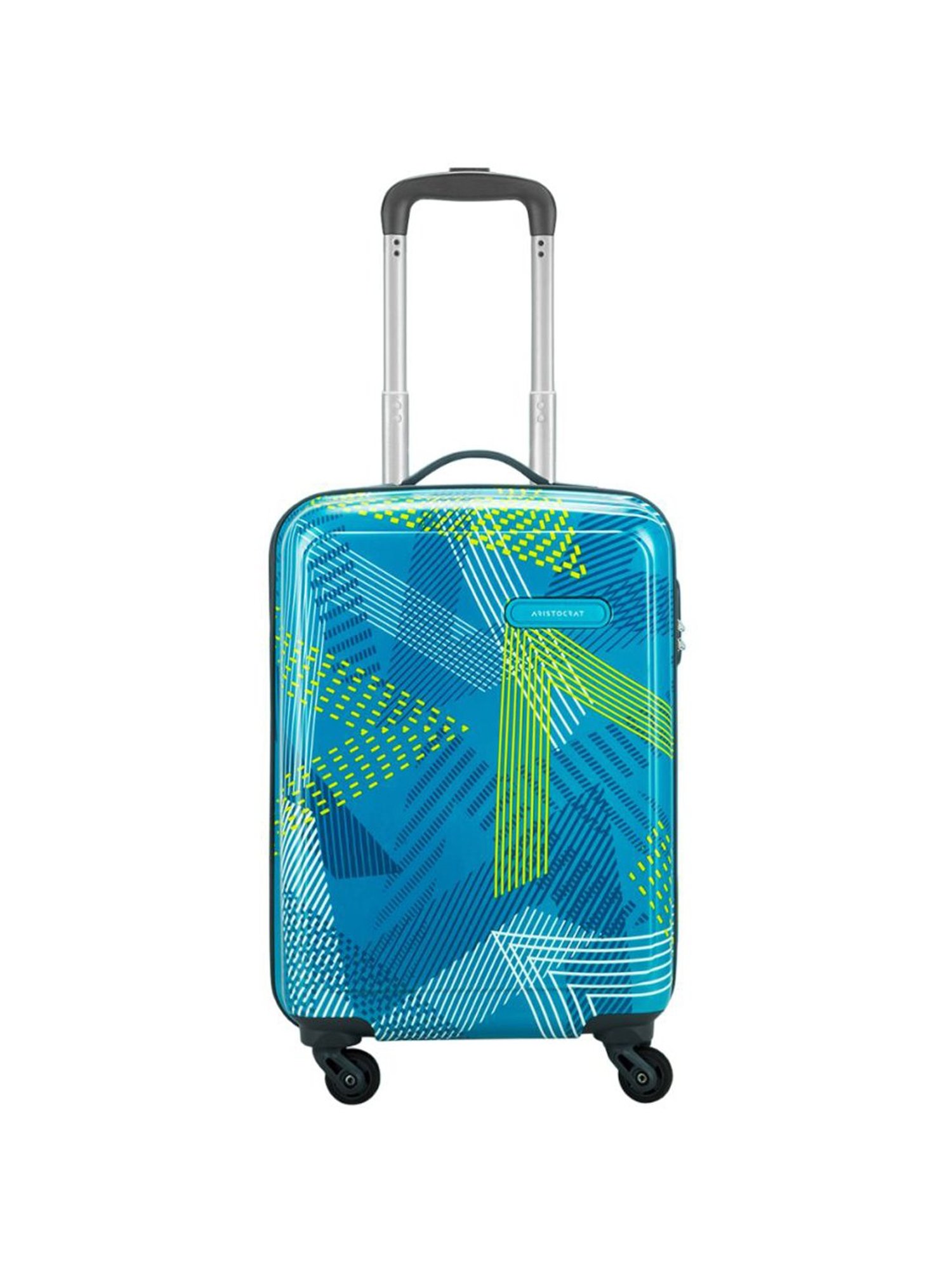 Aristocrat Dual Edge Blue Printed Hard Cabin Trolley Bag - 23 cm
