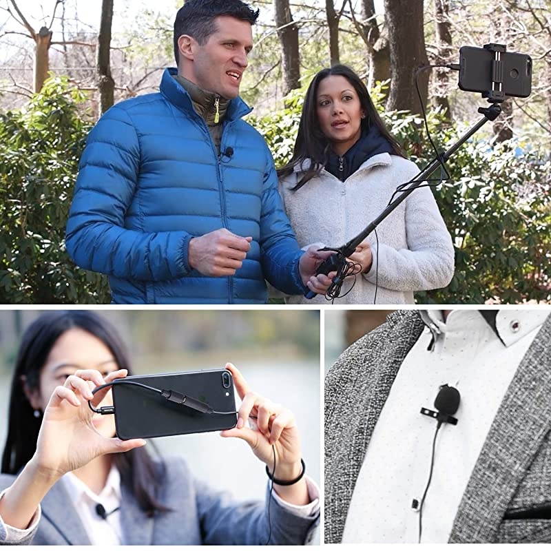 Lavalier Lightning Microphone for iOS iPhone 11 Vlog, 20 ft/6m  by-M2 Lapel Universal Mic with Lightning Plug Adapter for iPhone 11 10 X 8 7 MAC YouTube Video Facebook Live