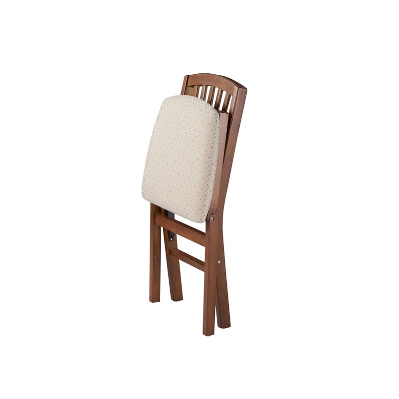 2pc Slat Back Folding Chairs Fruitwood - Stakmore