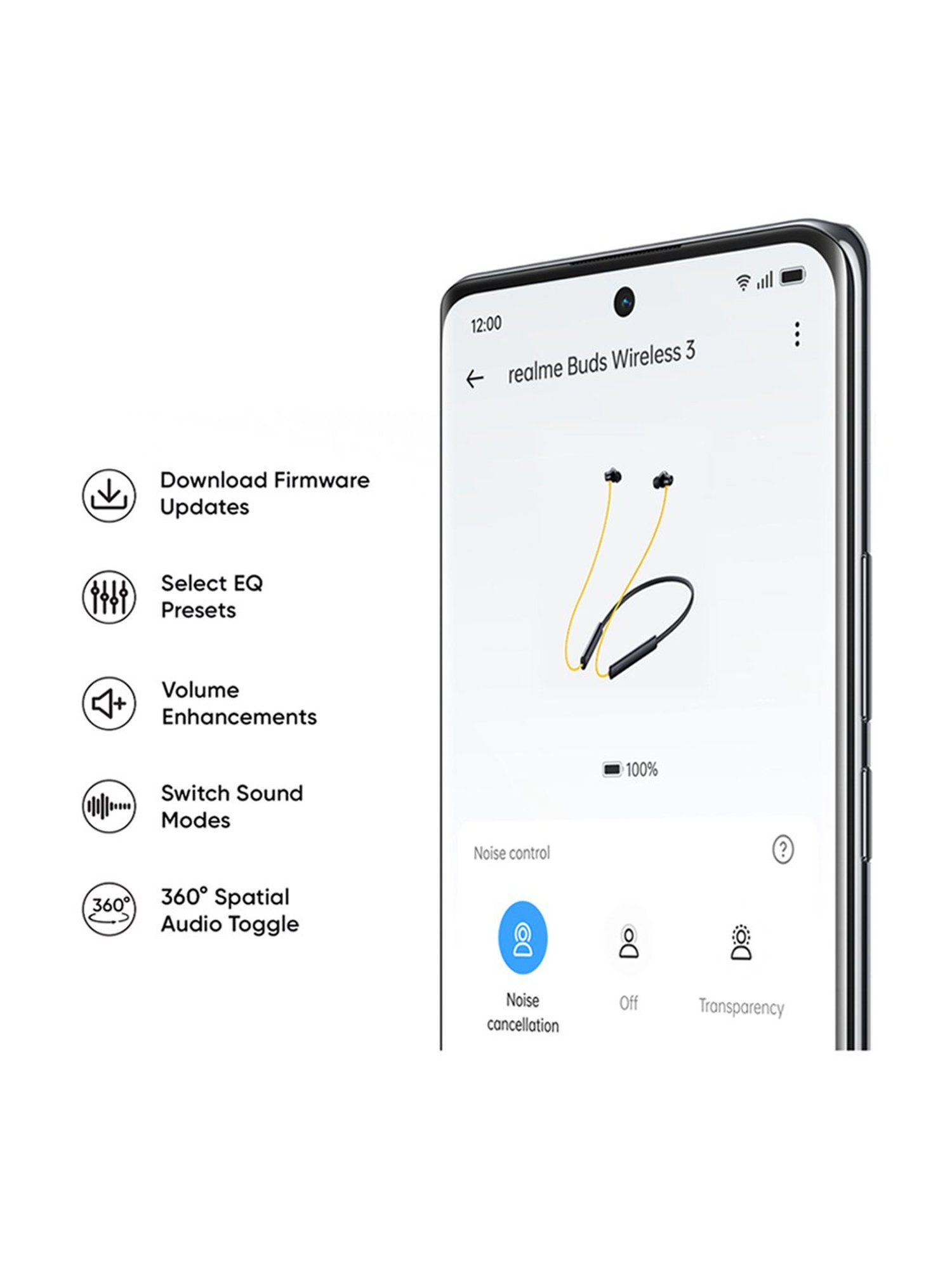 realme Buds Wireless 3 In Ear BT Neckband with 30dB ANC & upto 40Hrs Playback (Bass Yellow)