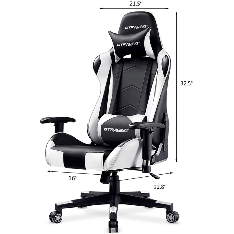 GTRACING Gaming Chair Racing Office Computer Game Chair Ergonomic Backrest and Seat Height Adjustment with Pillows Recliner Swivel Rocker Headrest and Lumbar Tilt E-Sports Chair (Black/Red)