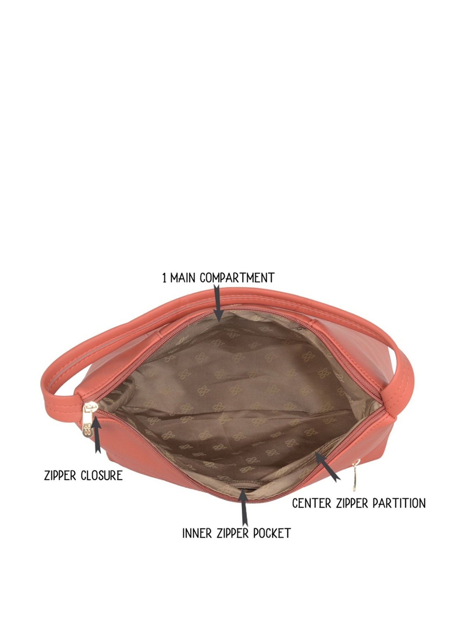 Baggit Peach Quilted Medium Hobo Handbag