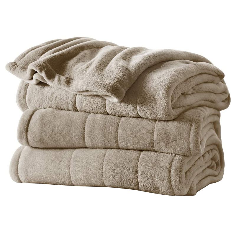 Sunbeam Microplush Heated Blanket Full Size in Mushroom