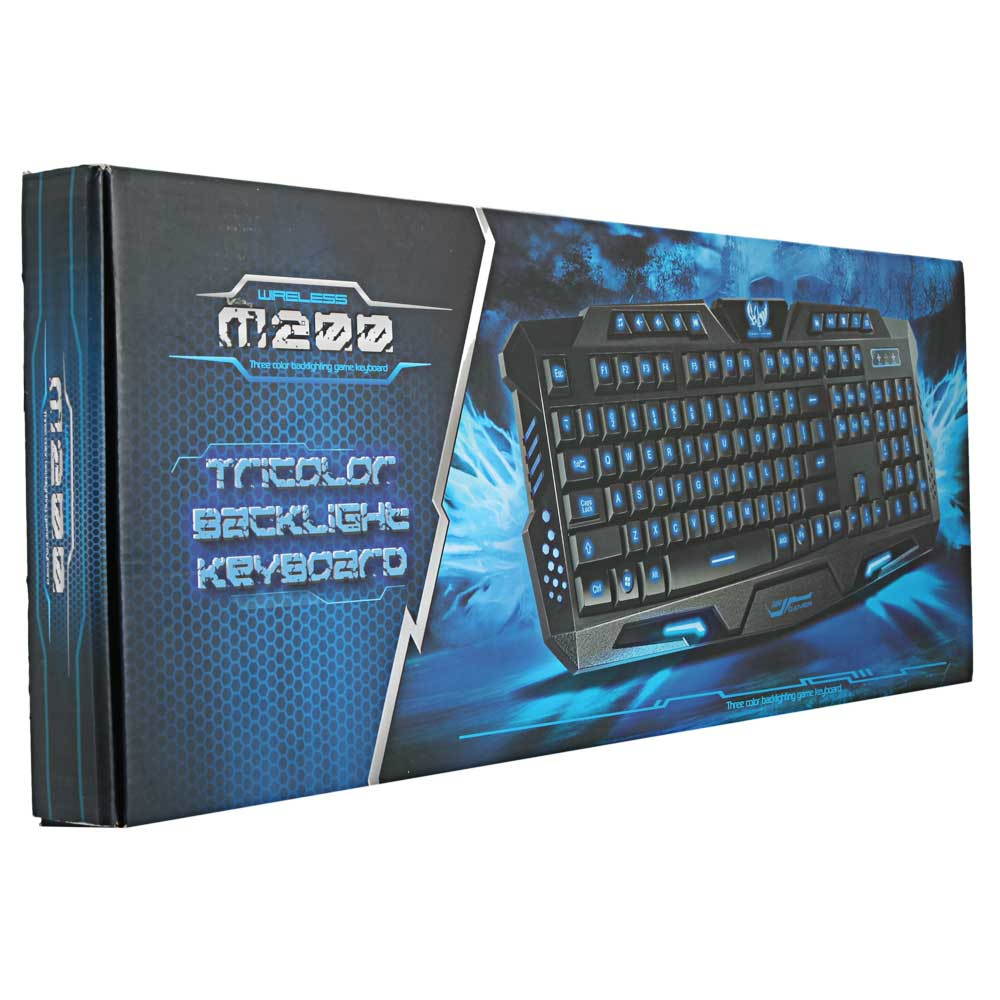 3 Colors Crack Illuminated LED 114-Key Backlight USB Wired PC Gaming Keyboard CA