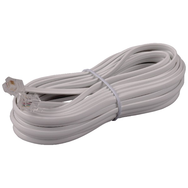 Phone Line Cord, White (25 Ft.)