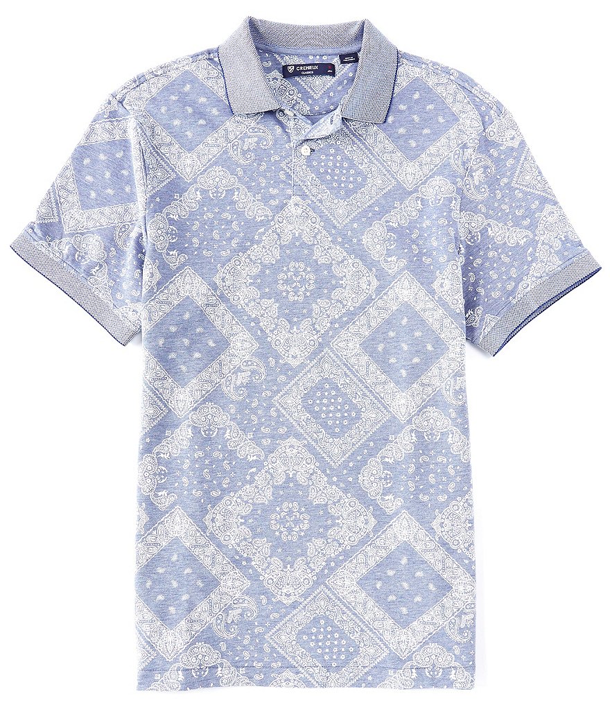 Cremieux Bandanna Print Oxford Pique Short-Sleeve Polo Shirt