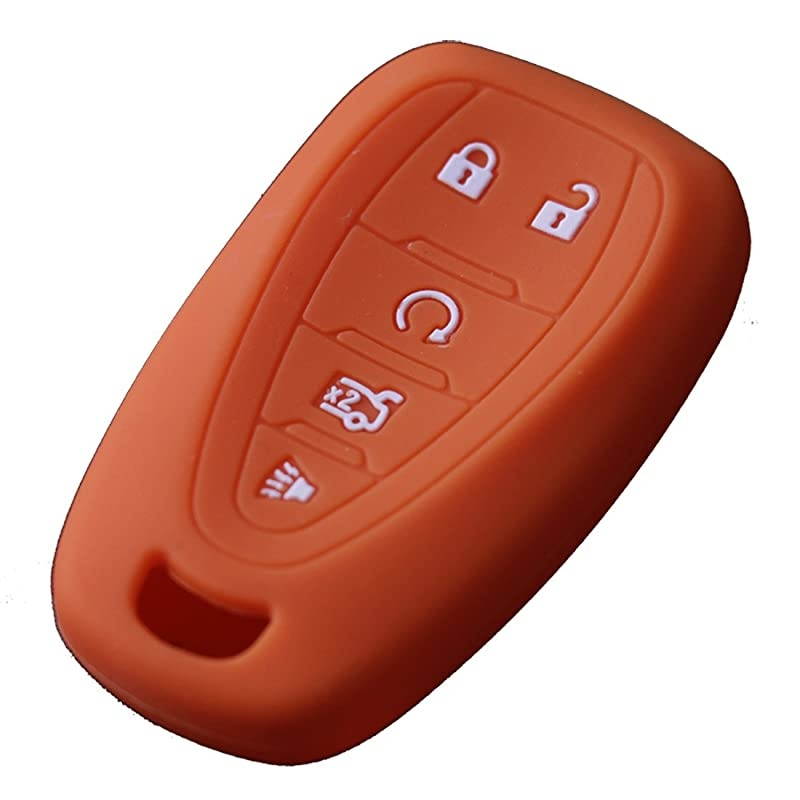 2Pcs  Silicone Key Fob Cover Protector Holder Skin Jacket Remote Case for 2016 2017 2018 Chevrole Malibu Camaro Cruze Black Orange