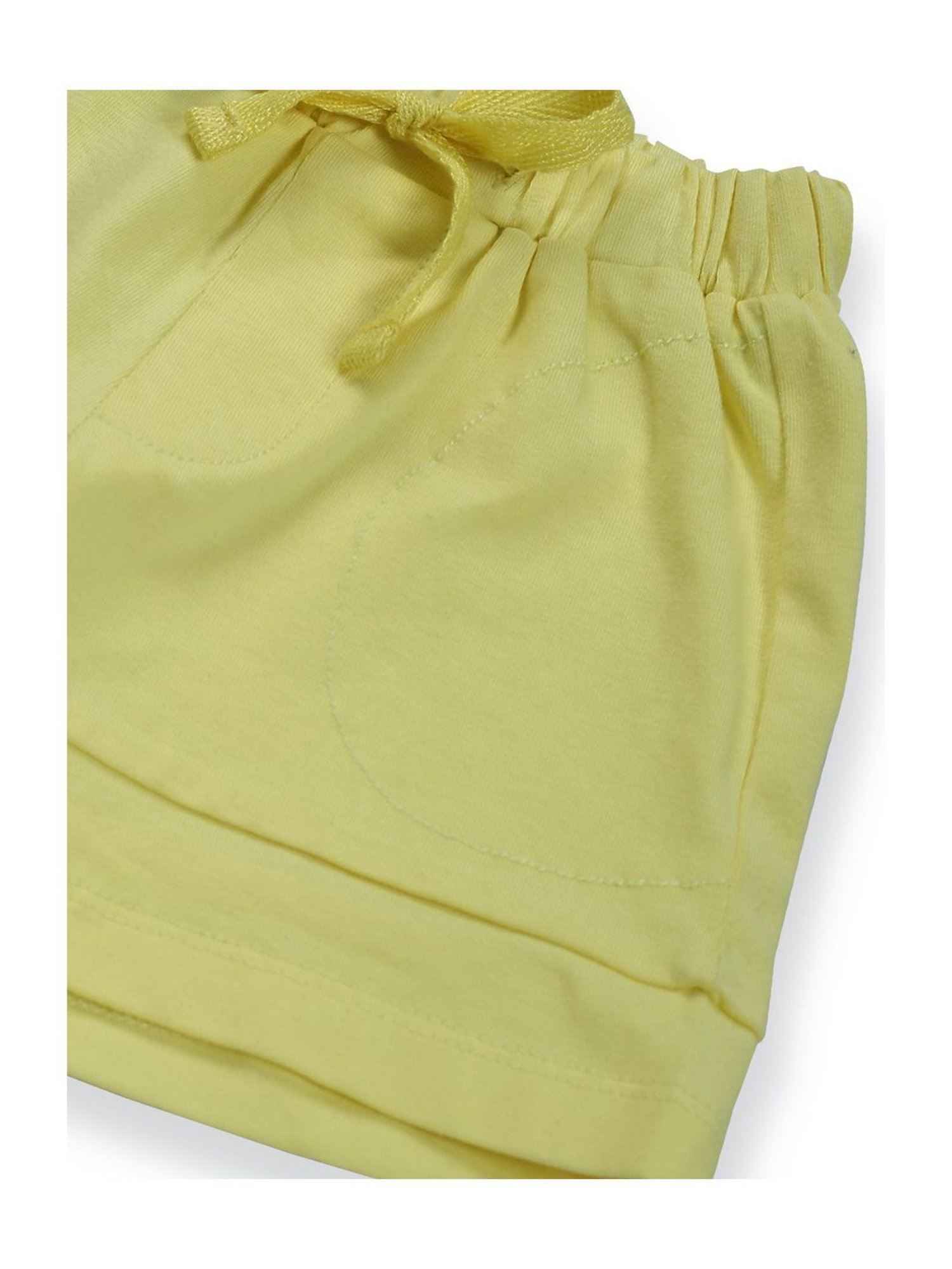 Gini & Jony Kids White & Yellow Cotton Printed T-Shirt Set