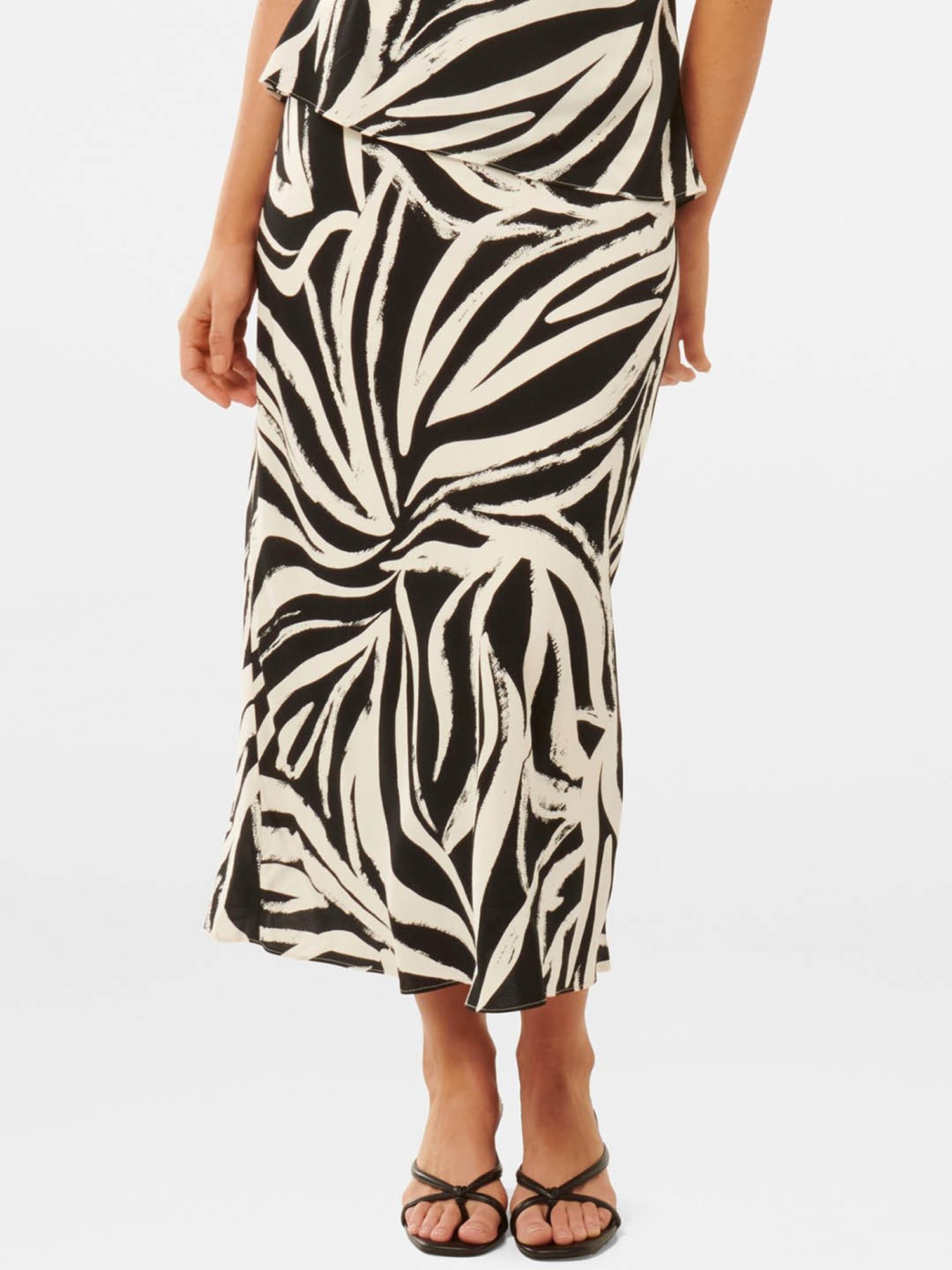 Forever New Black & White Printed Midi Skirt