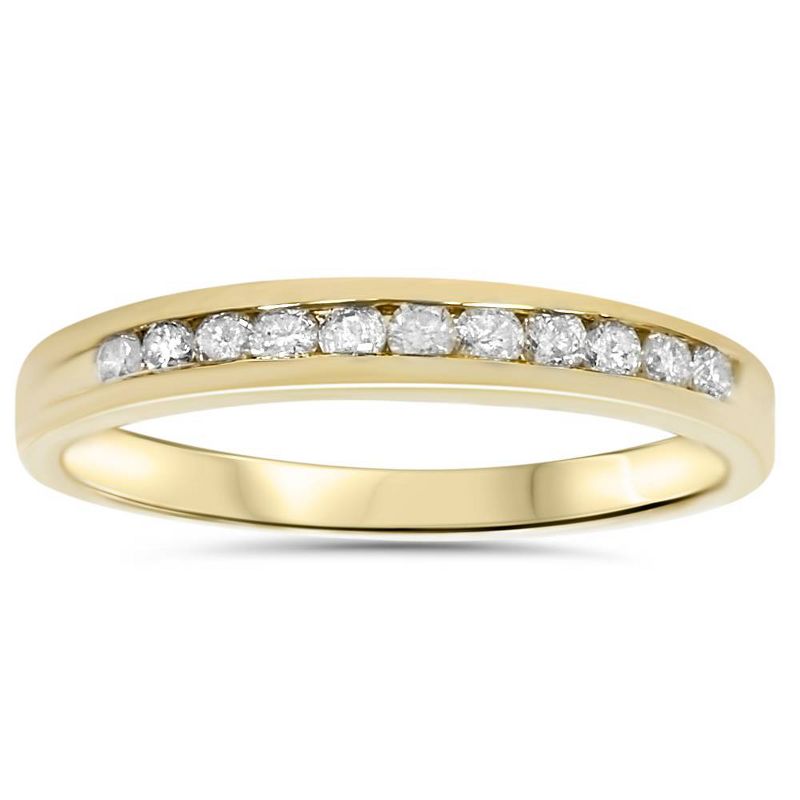 Pompeii3 1/4ct 14K Yellow Gold Diamond Wedding Guard Stack Ring - Size 6