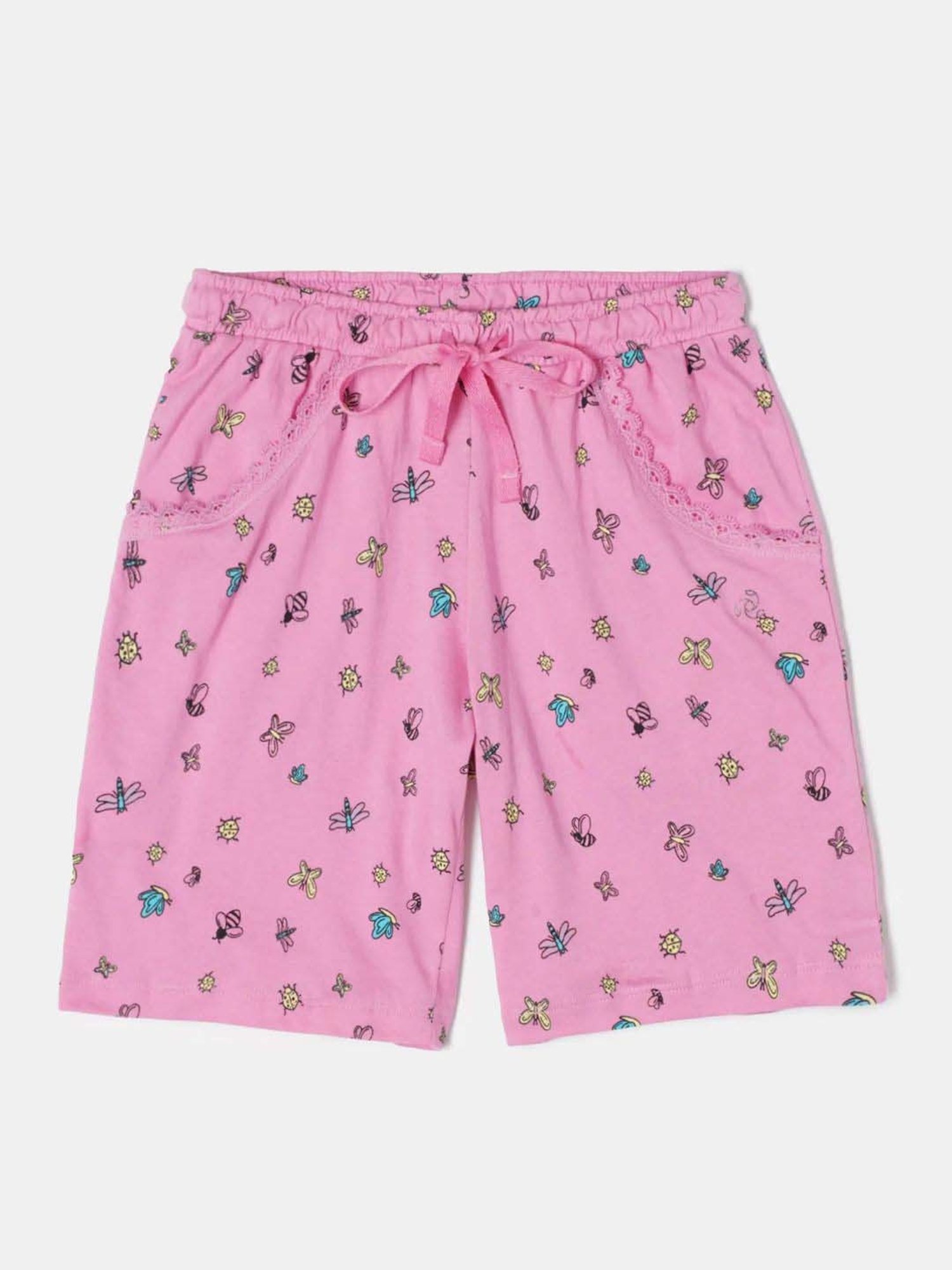 Jockey Kids Pink Cotton Printed Shorts