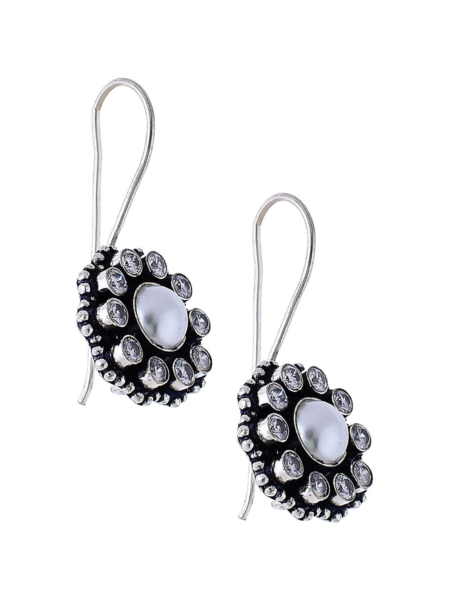 Sri Jagdamba Pearls Black Rosy Pearl Drop Earrings